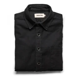 The Mechanic Shirt In Black Reverse Sateen