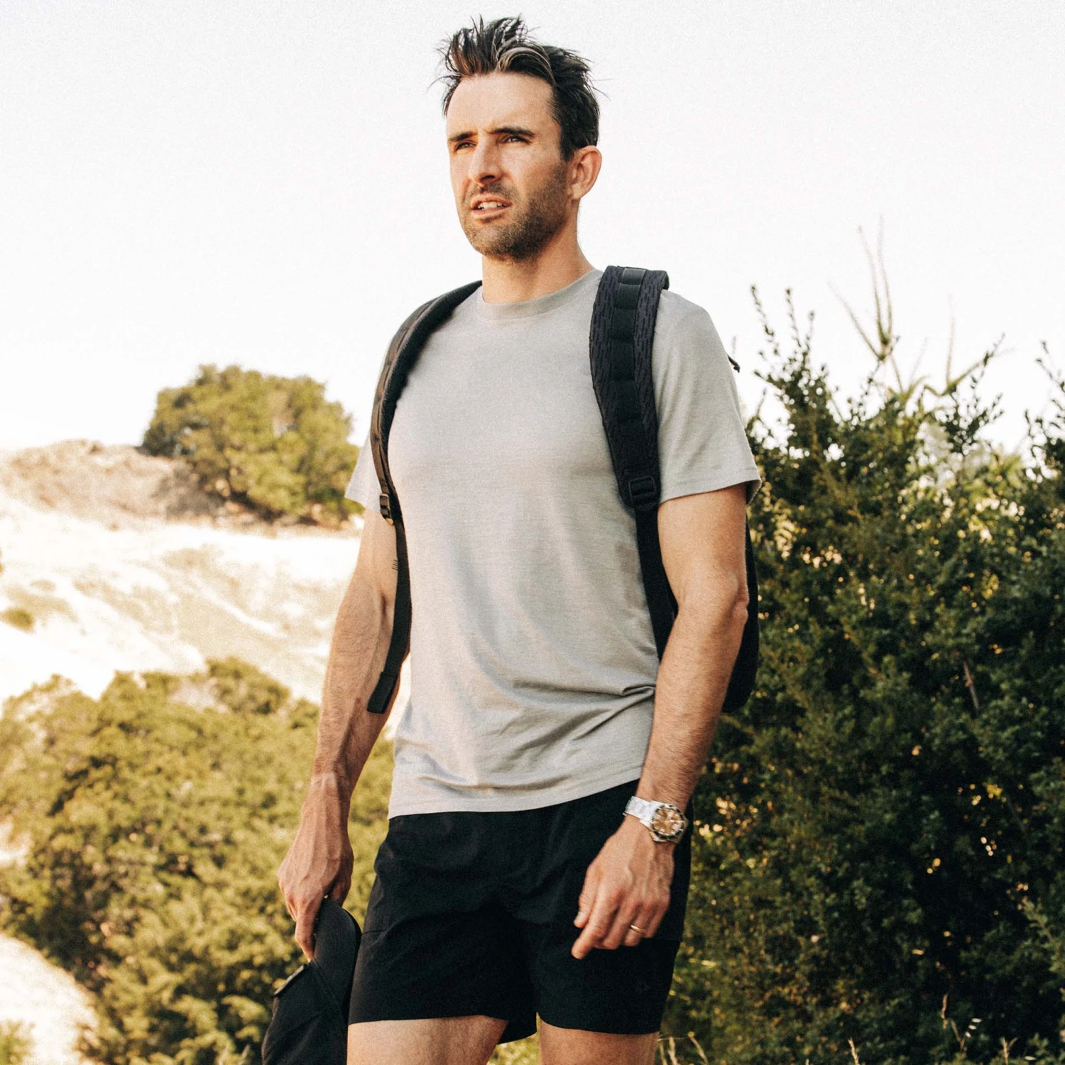 The Merino Base Layer Tee In Sharkskin - Image 2