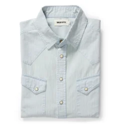 The Western Shirt In Bleached Indigo Stripe