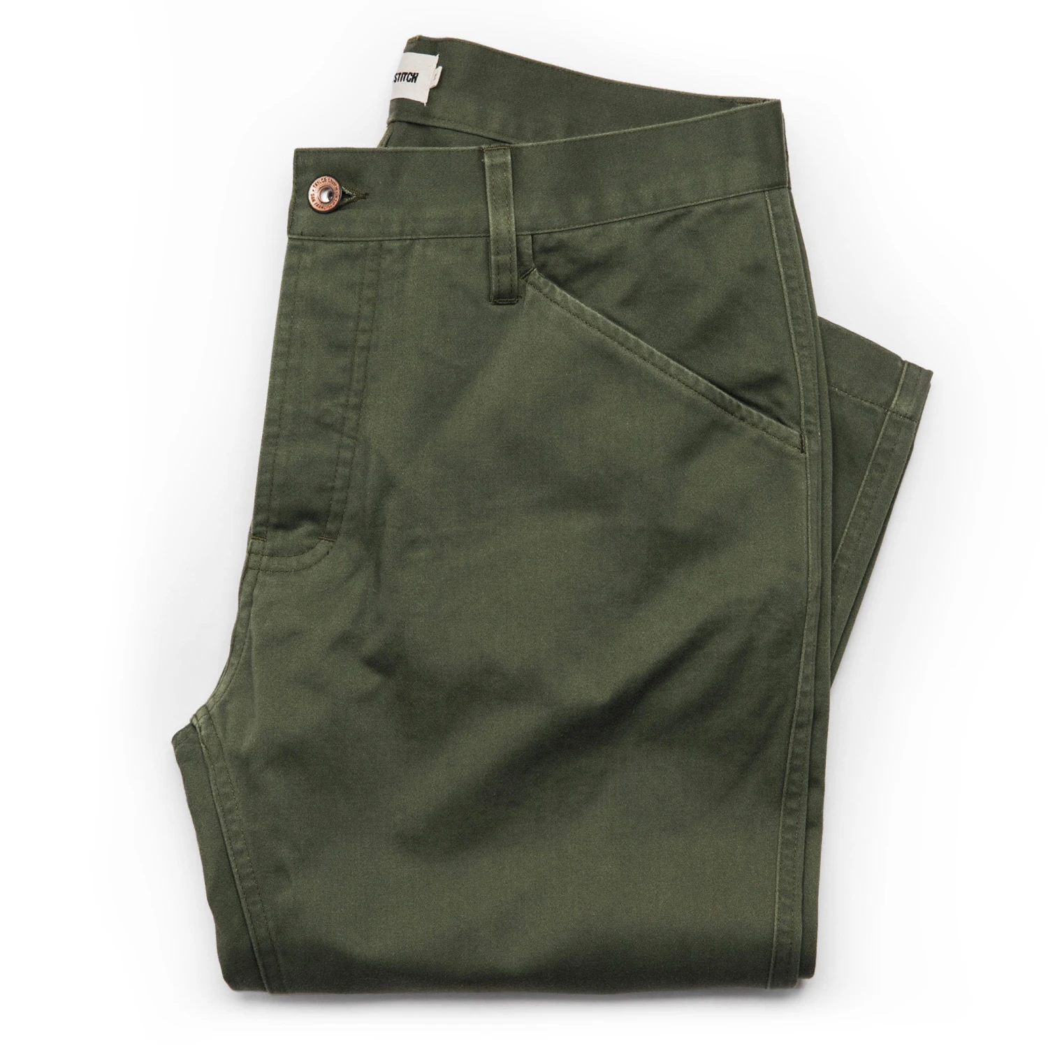 The Camp Pant In Olive Reverse Sateen