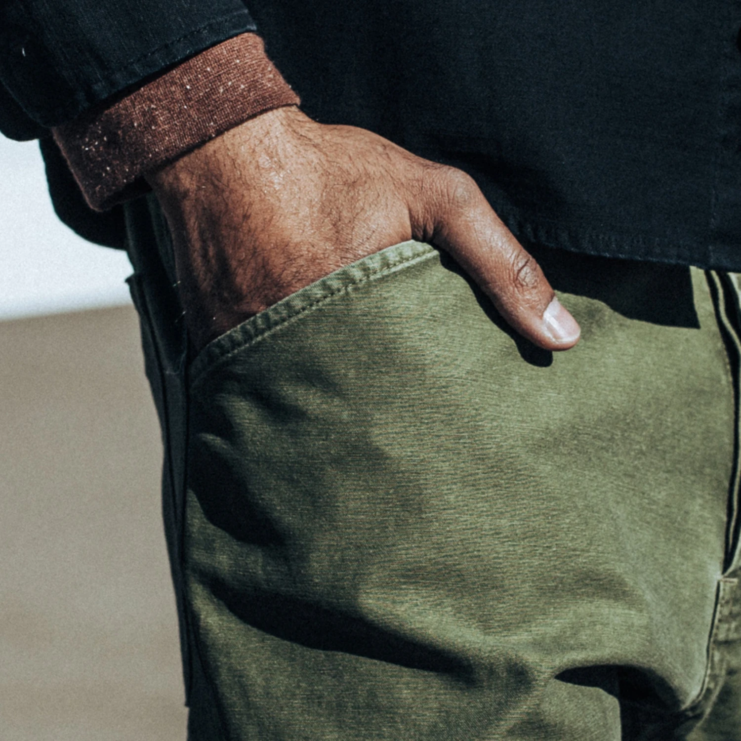 The Camp Pant In Olive Reverse Sateen - Image 6