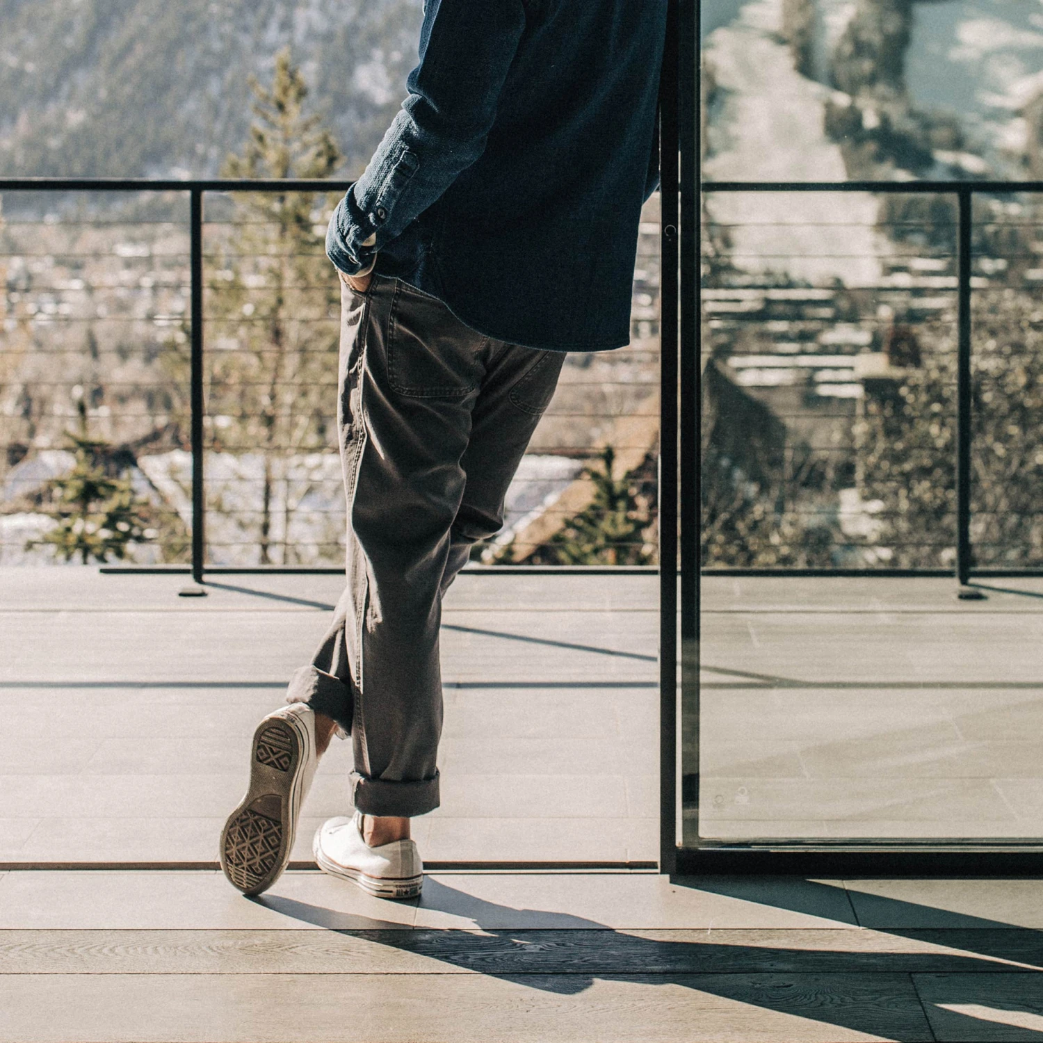 The Camp Pant In Charcoal Reverse Sateen - Image 5