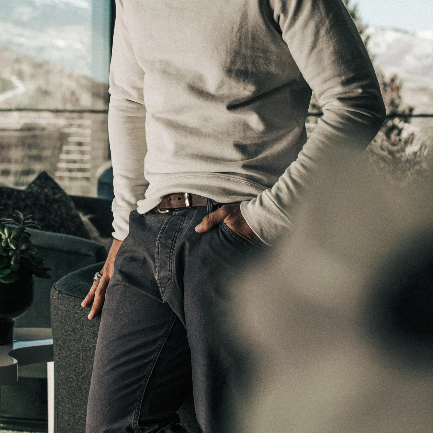 The Camp Pant In Charcoal Reverse Sateen - Image 6