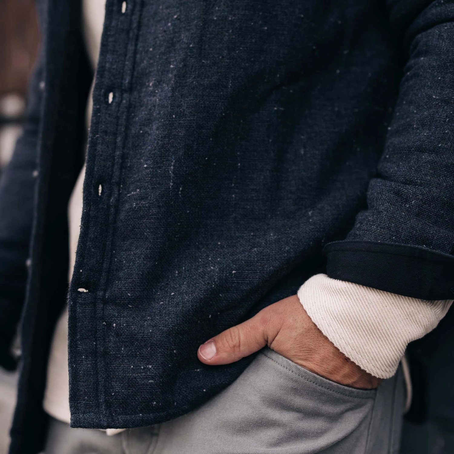 The Lined Utility Shirt In Charcoal Donegal - Image 4