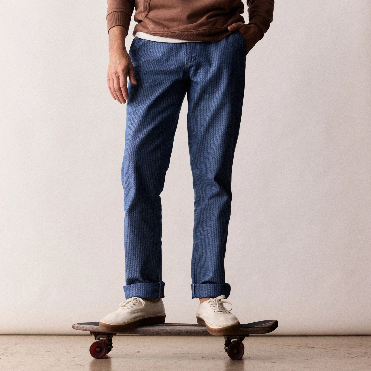 The Morse Pant In Bleached Indigo Herringbone - Image 2