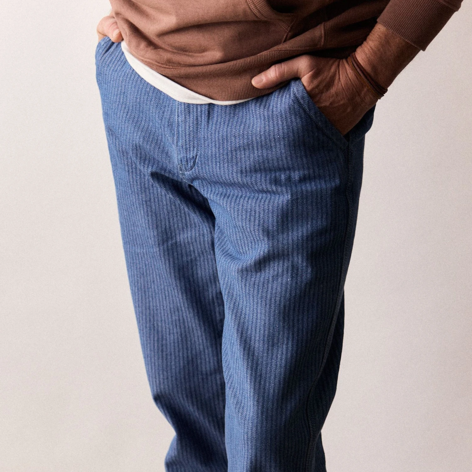 The Morse Pant In Bleached Indigo Herringbone - Image 3