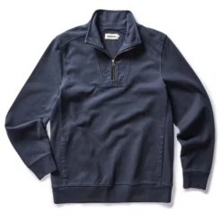 The Rugby Quarter Zip In Faded Navy