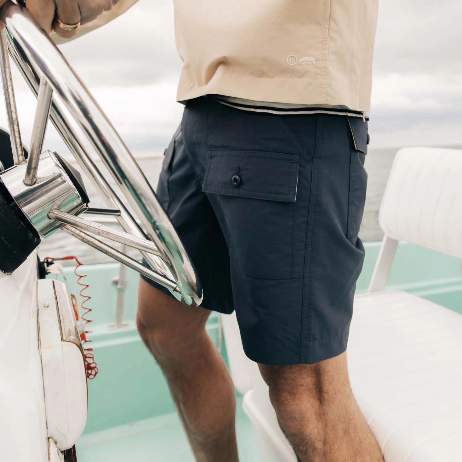 The Trail Cargo Short In Faded Navy 60/40 - Image 2