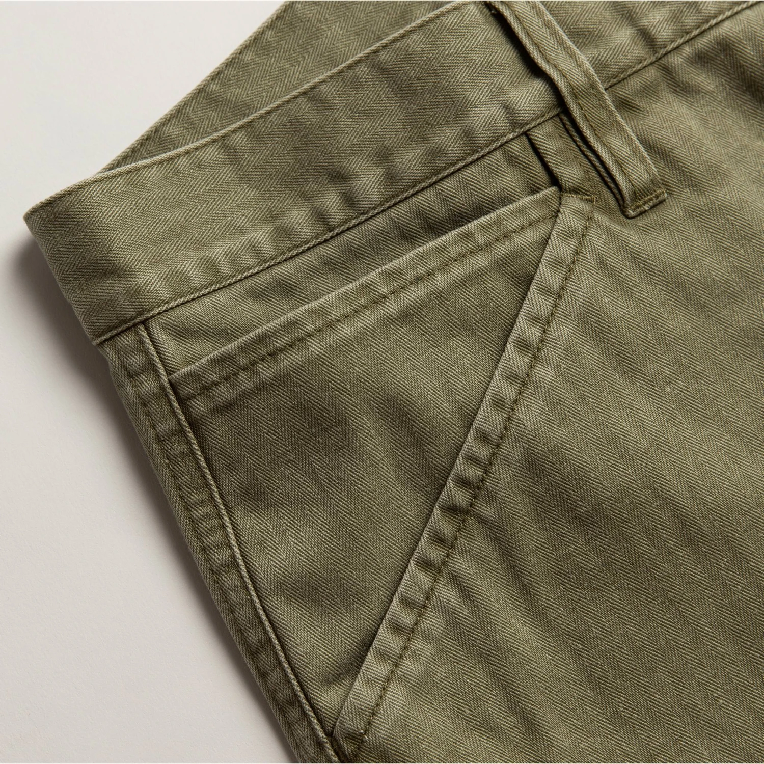 The Camp Pant In Olive Herringbone - Image 7