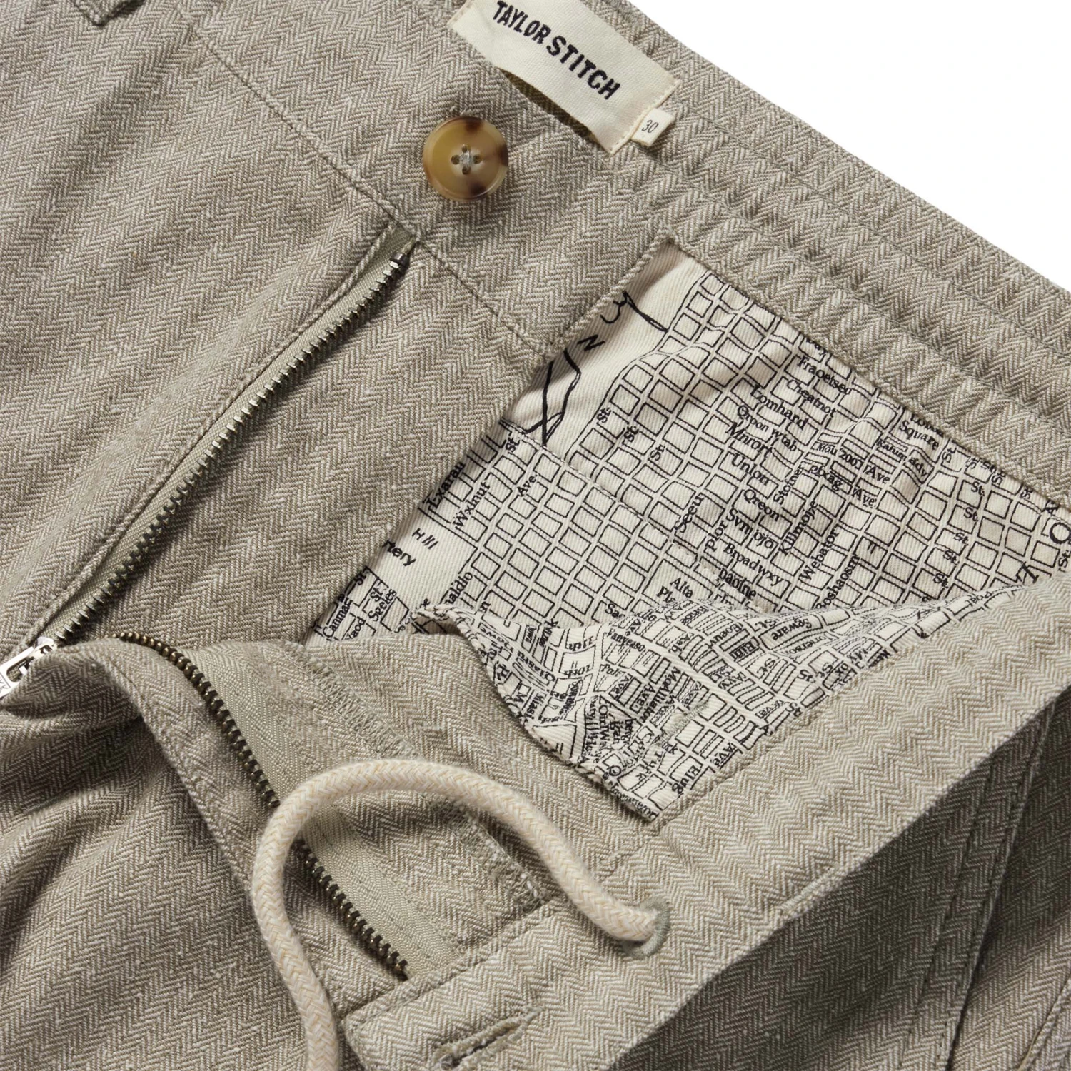 The Easy Pant In Olive Herringbone - Image 5