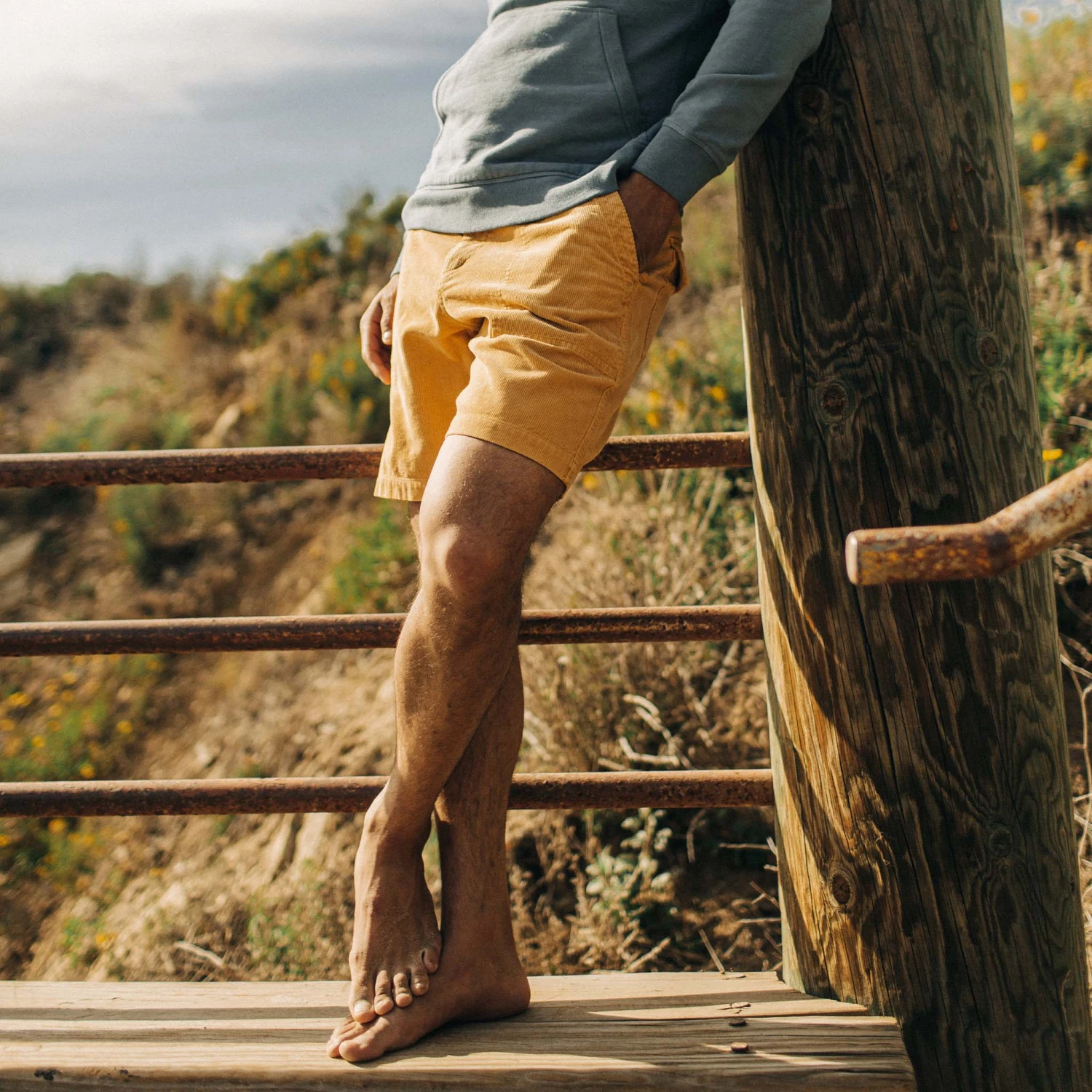 The Trail Short In Gold Micro Cord - Image 2