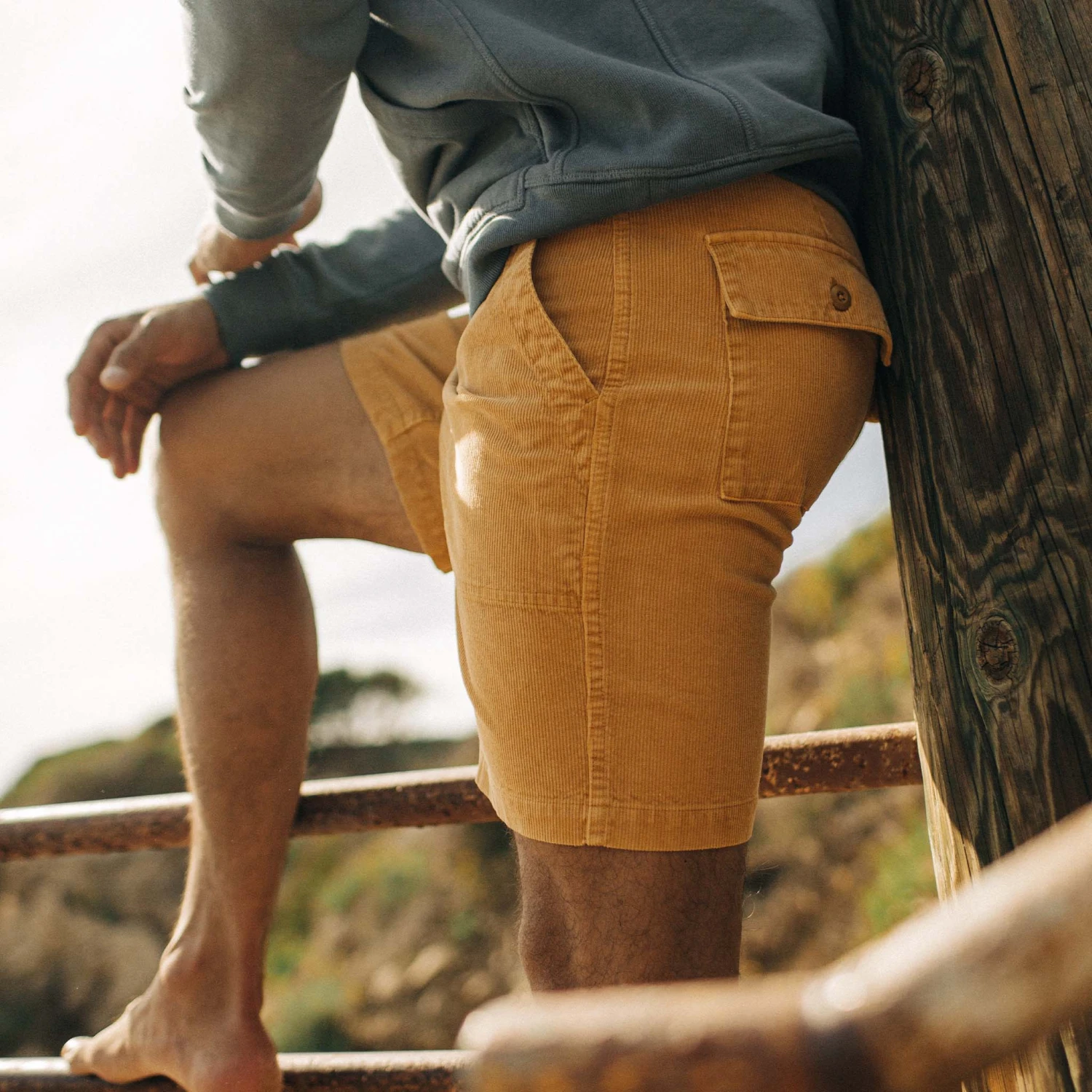 The Trail Short In Gold Micro Cord - Image 4