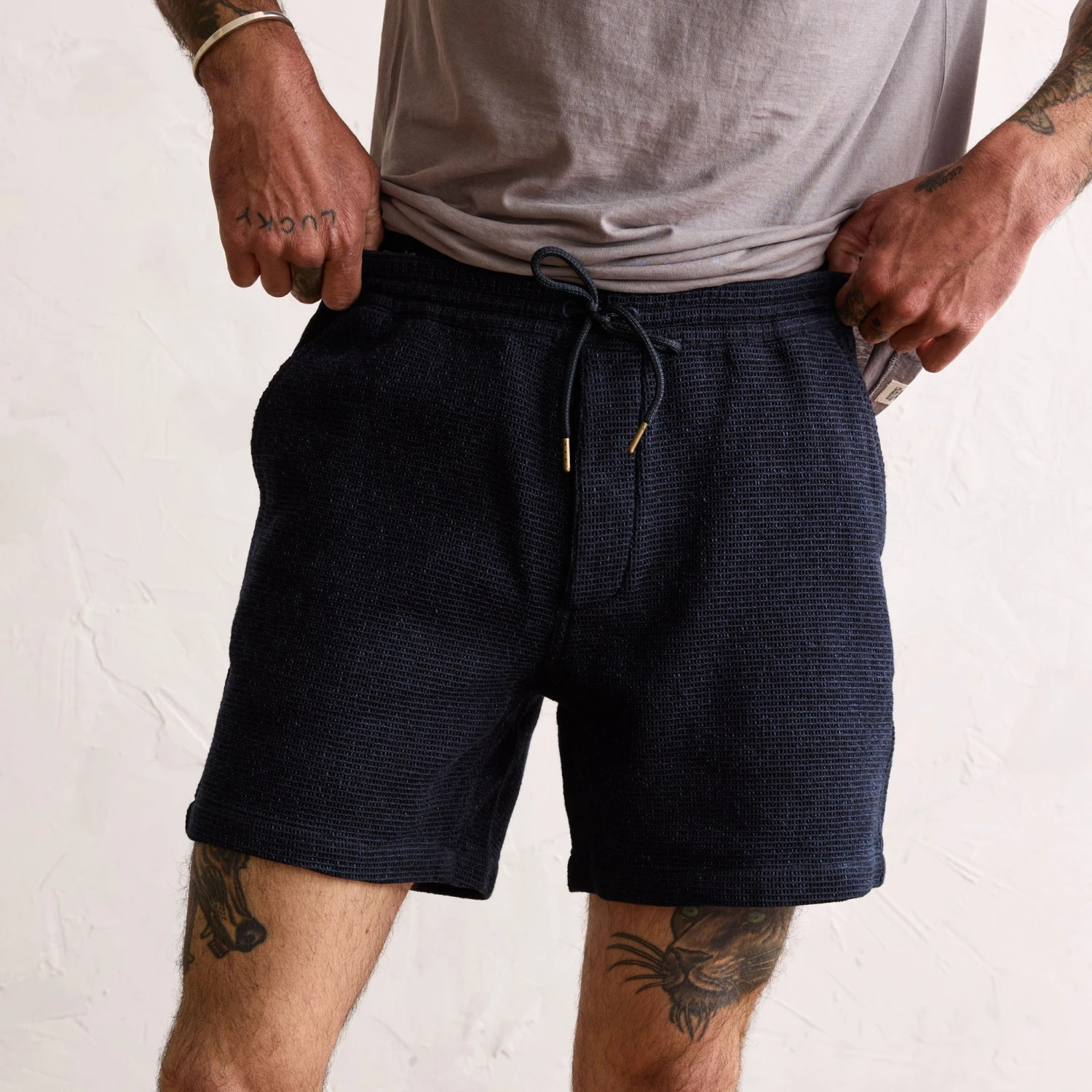 The Apres Short In Indigo Waffle - Image 2