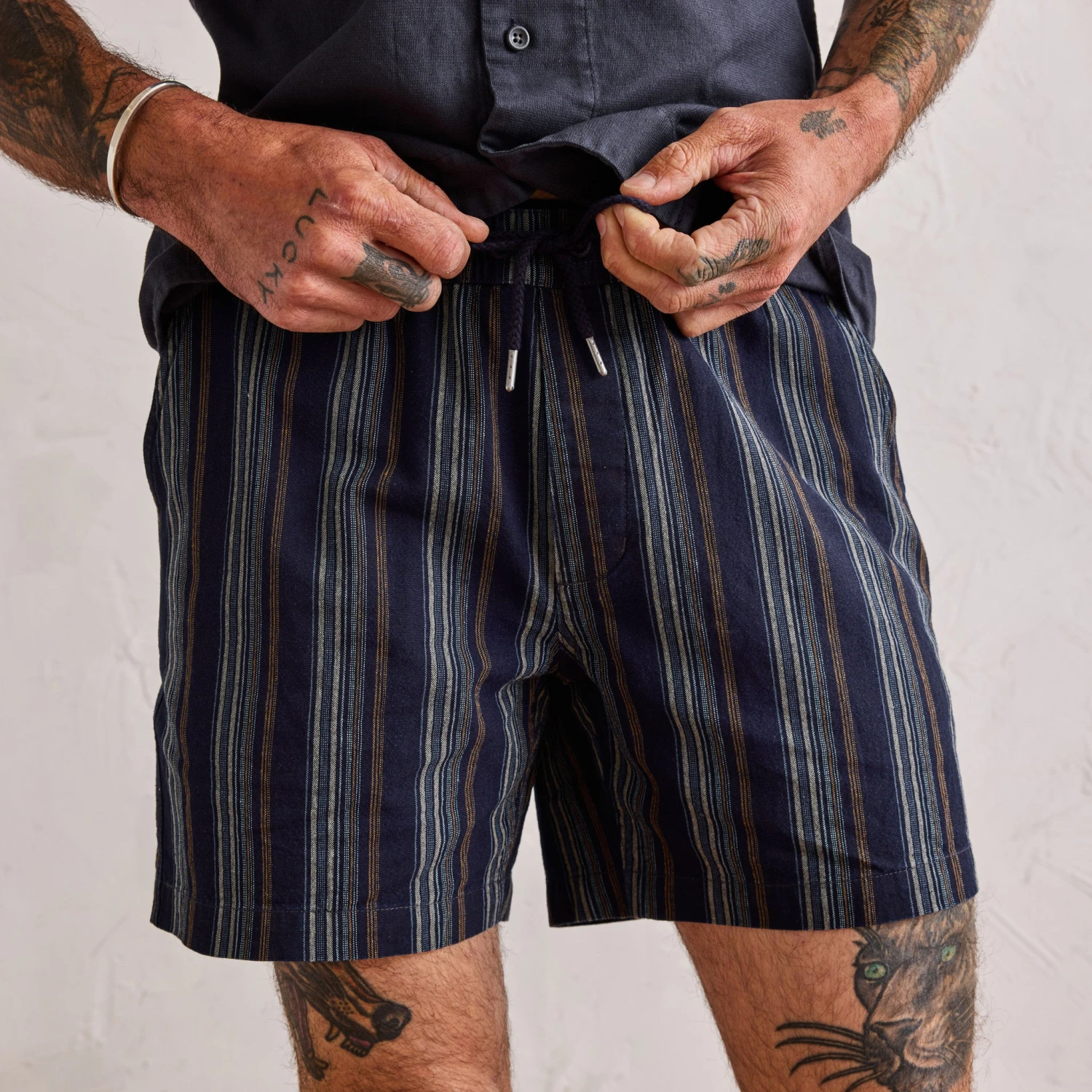 The Apres Short In Indigo Stripe - Image 2