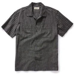 The Conrad Shirt In Black Indigo Slub Stripe