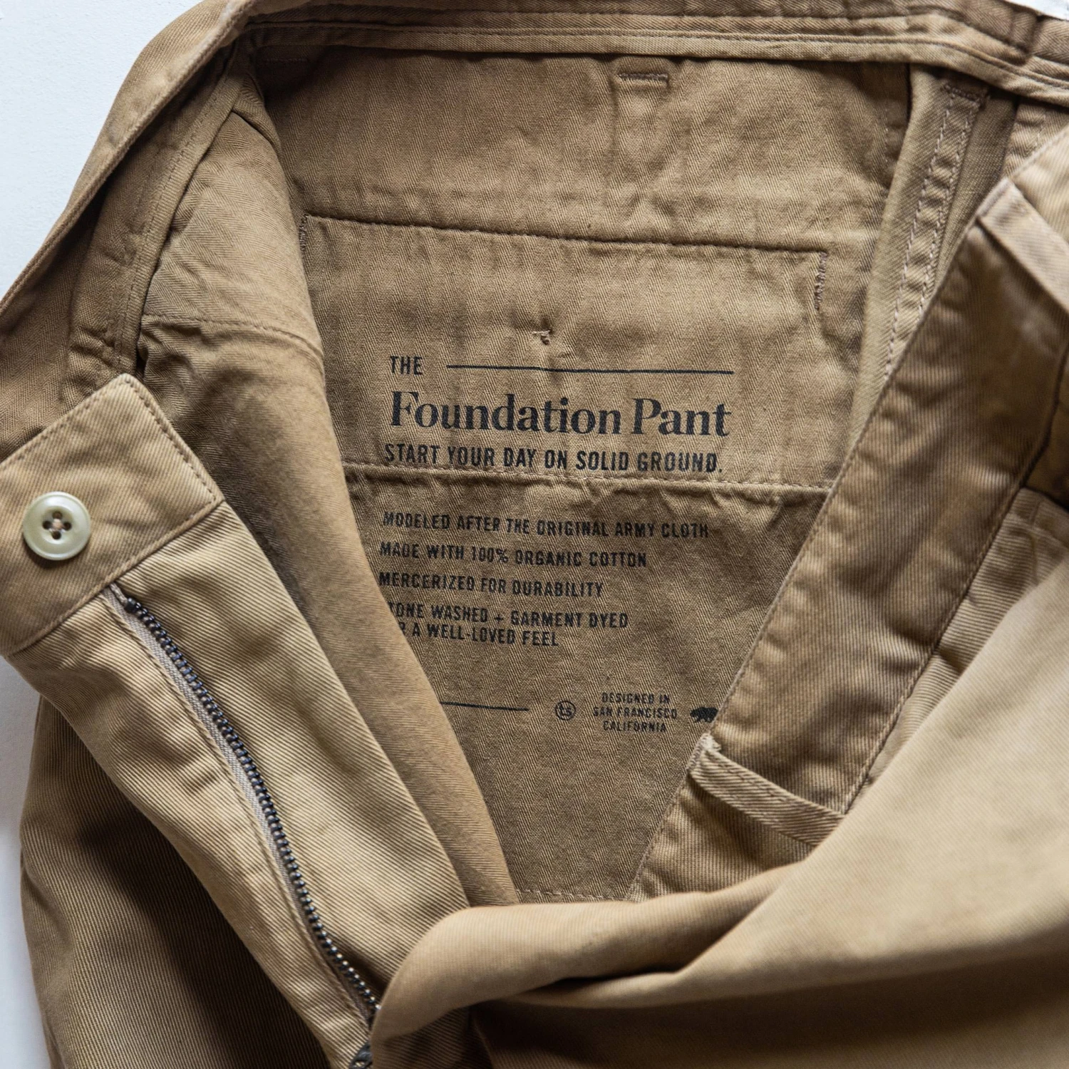 The Slim Foundation Pant In Organic Khaki - Image 5