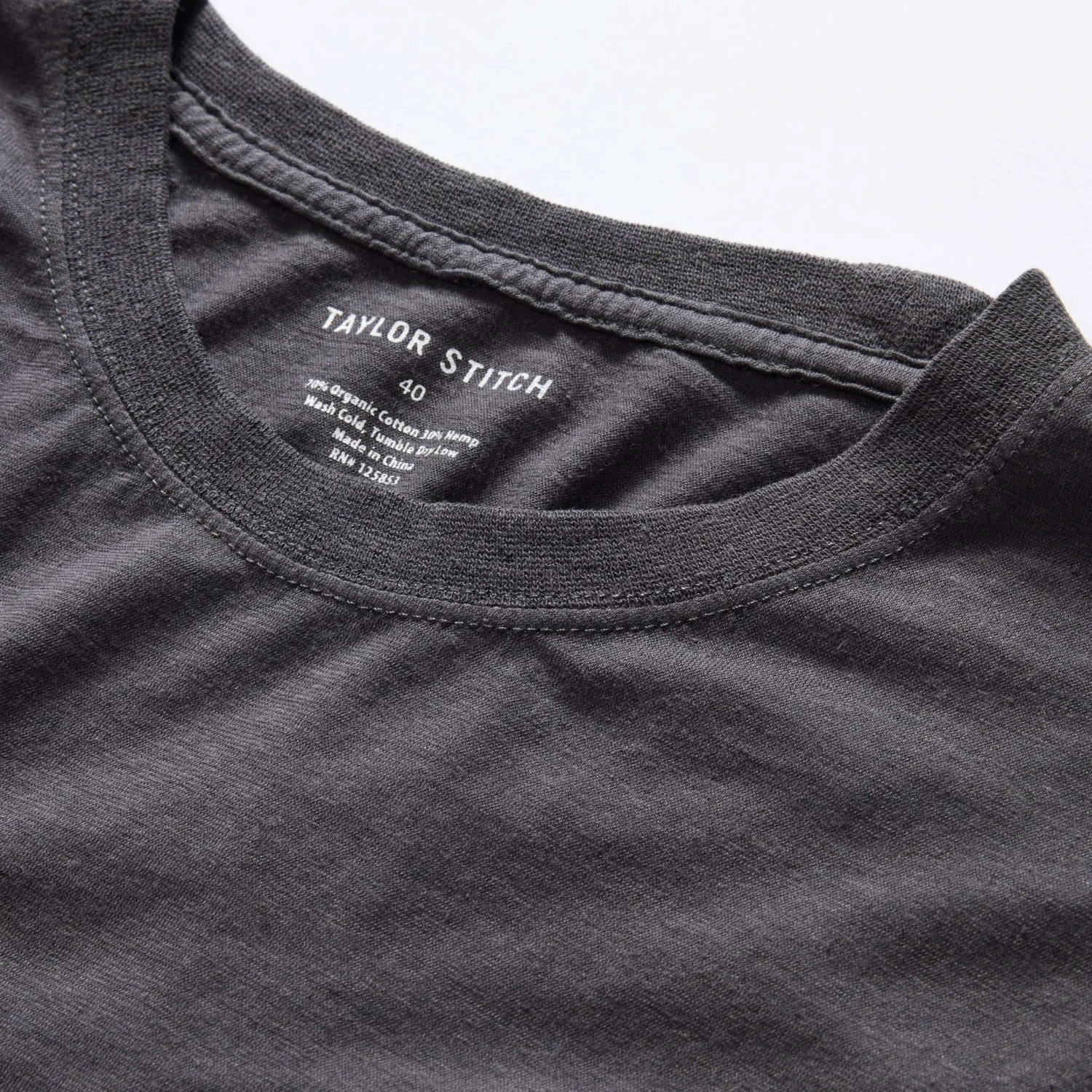The Cotton Hemp Long Sleeve Tee In Charcoal - Image 5