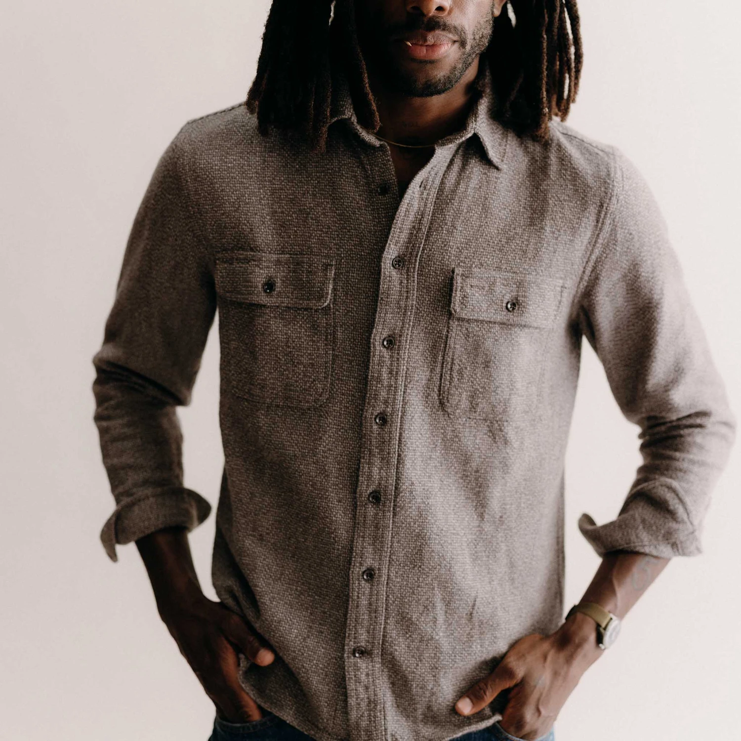 The Ledge Shirt In Granite Linen Tweed - Image 4