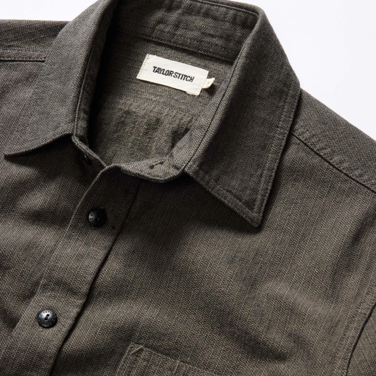 The Utility Shirt In Olive Broken Herringbone - Image 6