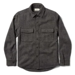 The Explorer Shirt In Coal Herringbone Wool