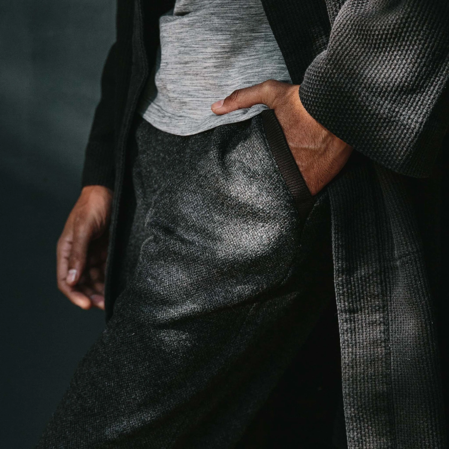 The Weekend Pant In Charcoal Herringbone Wool - Image 3