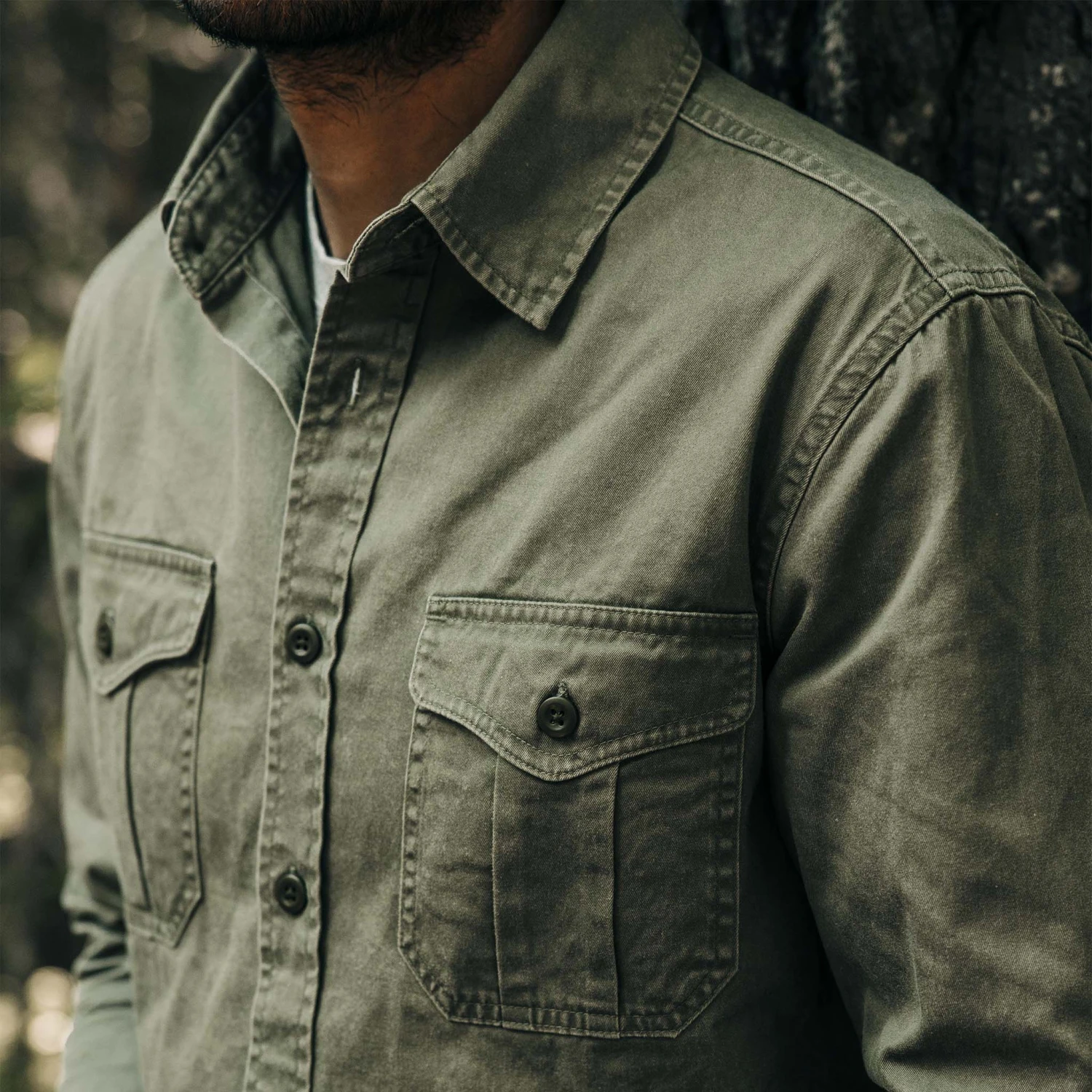The Saddler Shirt In Washed Olive - Image 3