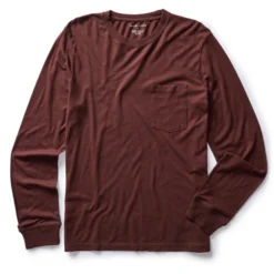 The Cotton Hemp Long Sleeve Tee In Burgundy