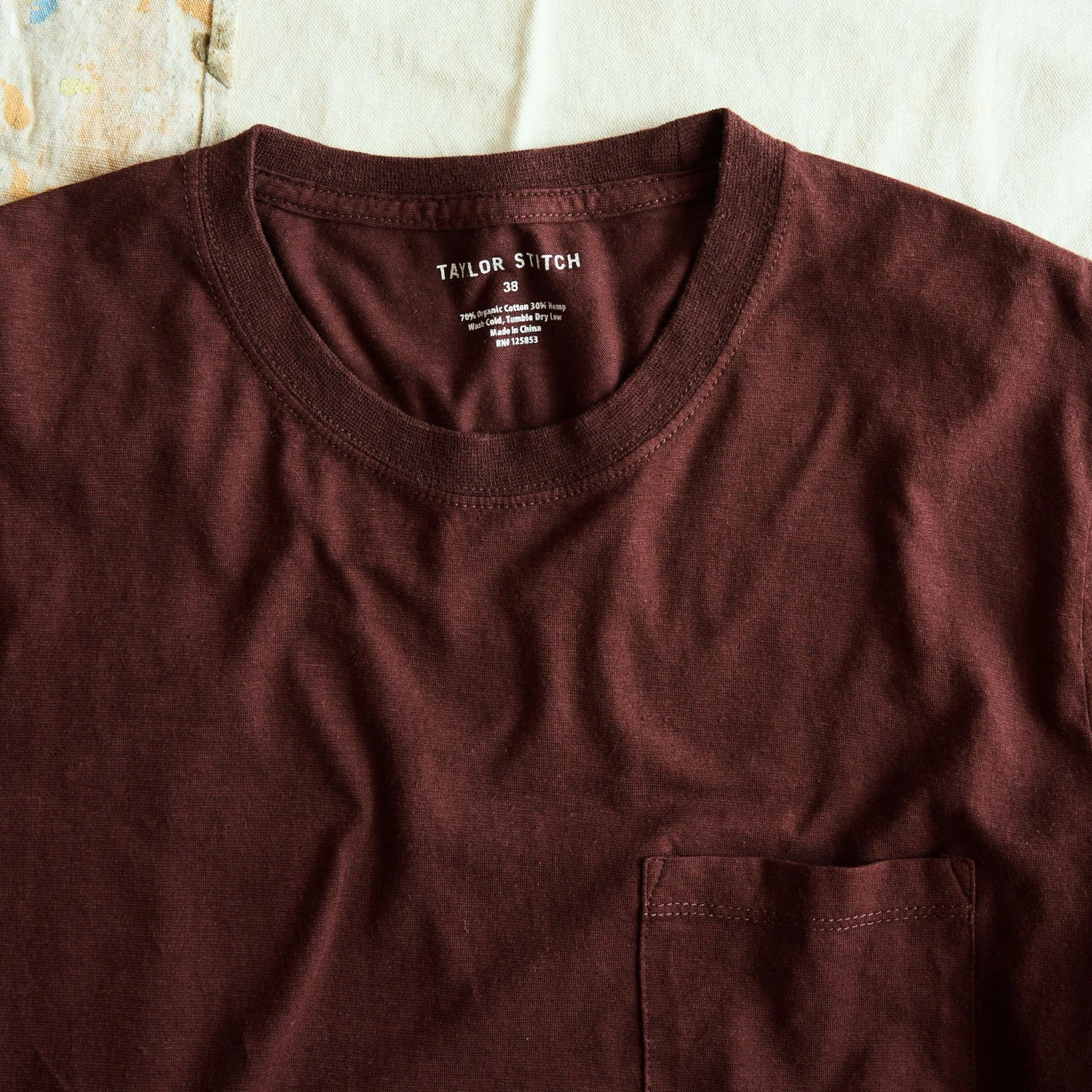 The Cotton Hemp Long Sleeve Tee In Burgundy - Image 3