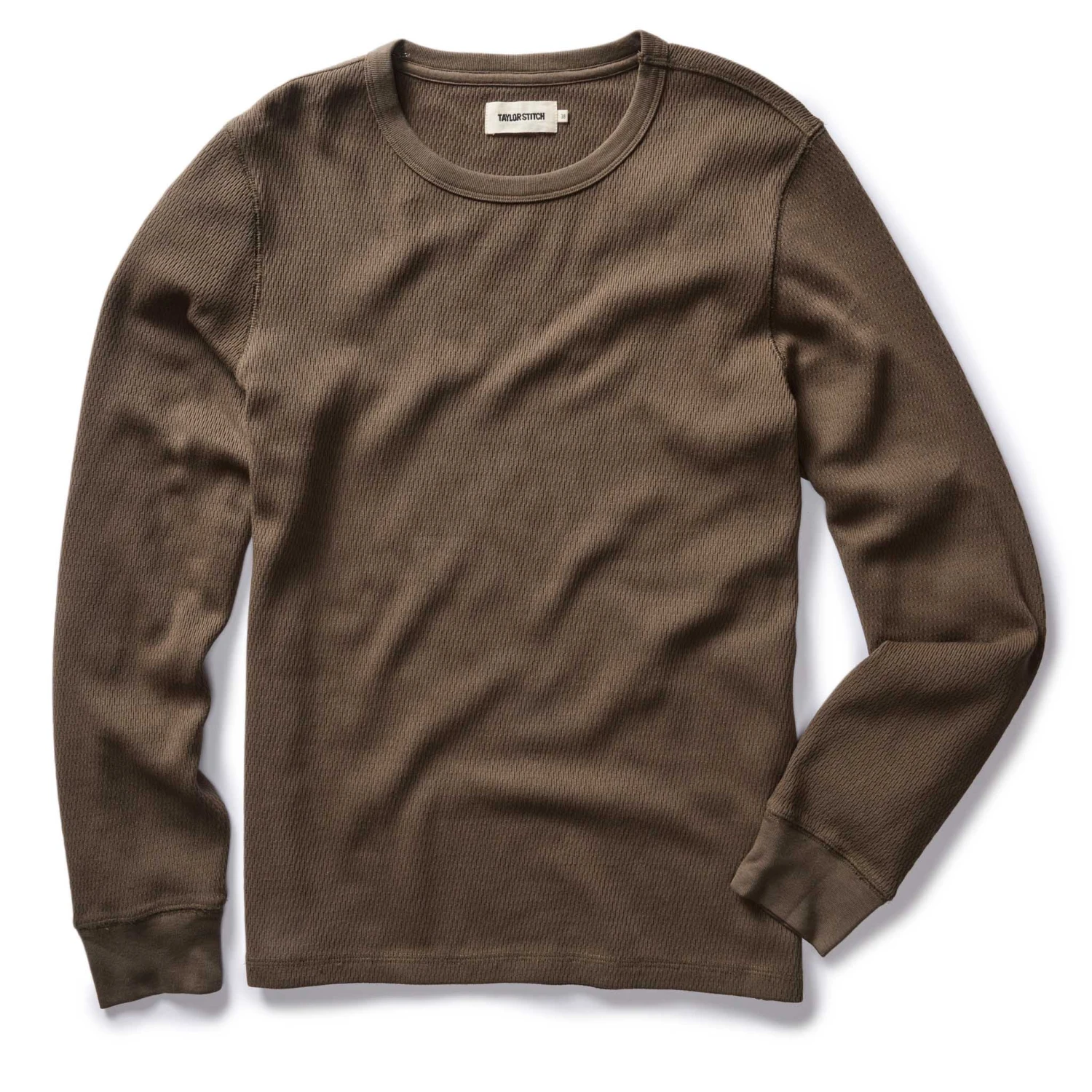The Organic Cotton Waffle Crew In Fatigue Olive