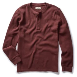 The Organic Cotton Waffle Henley In Burgundy