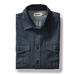 The Saddler Shirt In Dark Navy Twill