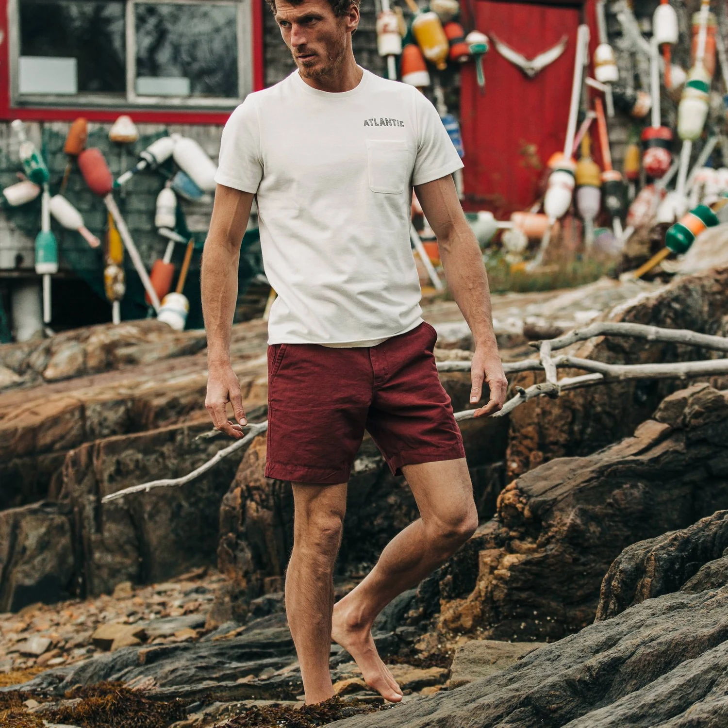 The Morse Short In Brick Red Slub Linen - Image 2