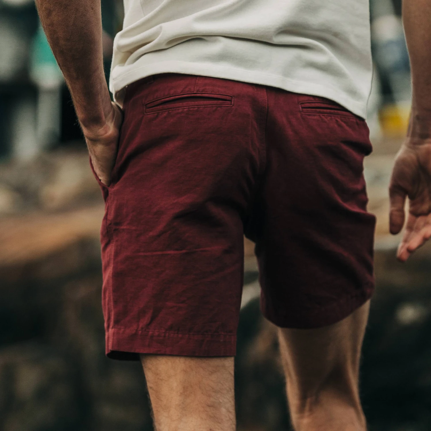 The Morse Short In Brick Red Slub Linen - Image 5