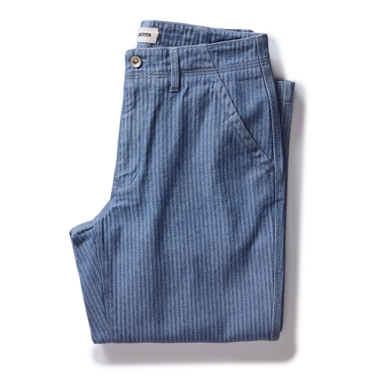 The Morse Pant In Bleached Indigo Herringbone