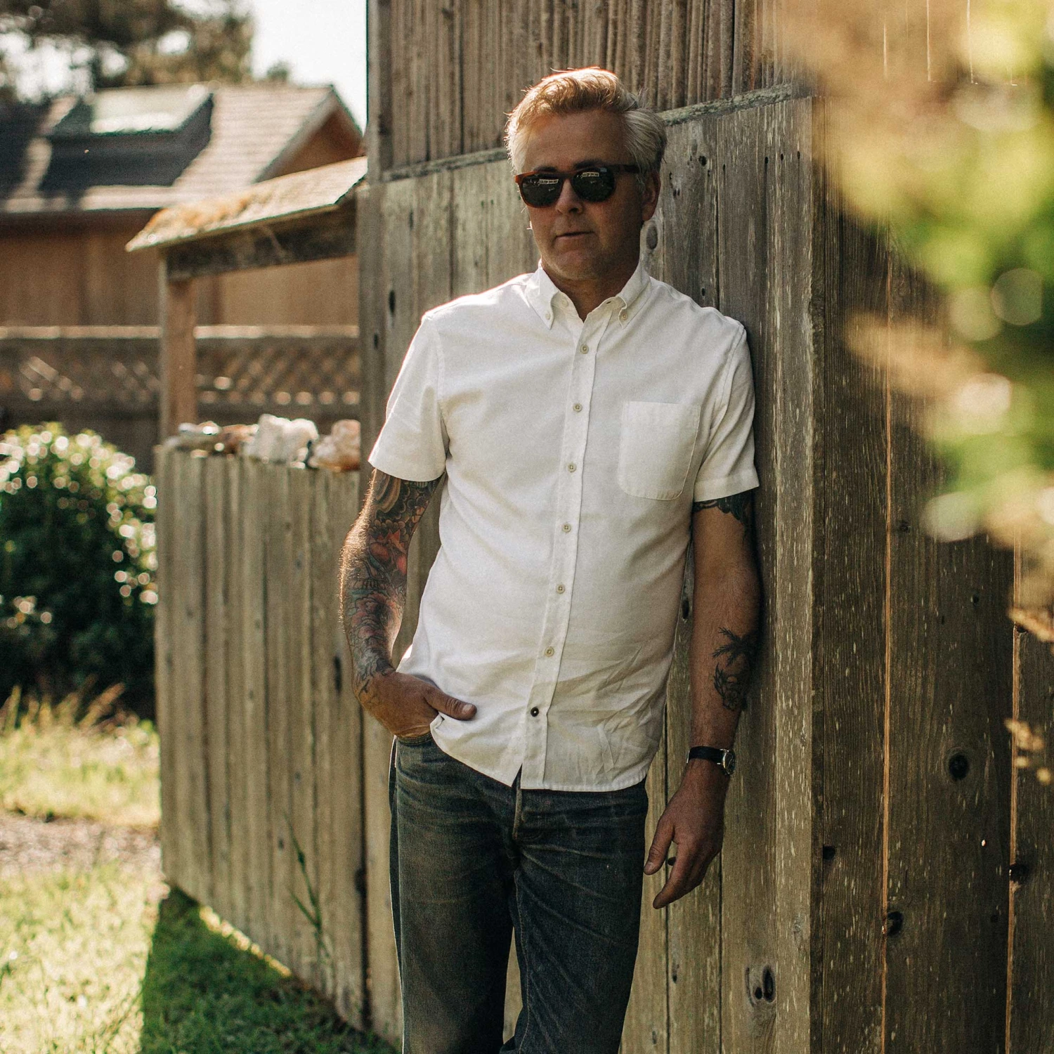 None The Short Sleeve Jack In Washed White Oxford - Image 2