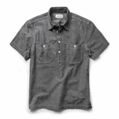 The Short Sleeve Popover In Charcoal Chambray