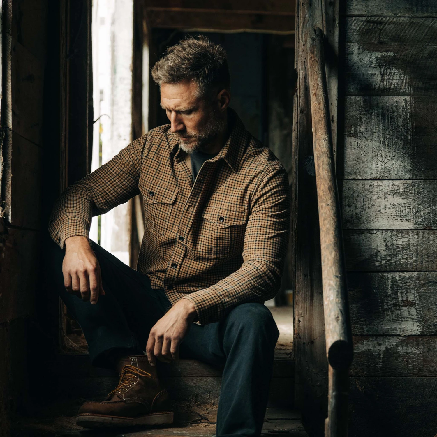 The Saddler Shirt In Teak Plaid Cord - Image 3