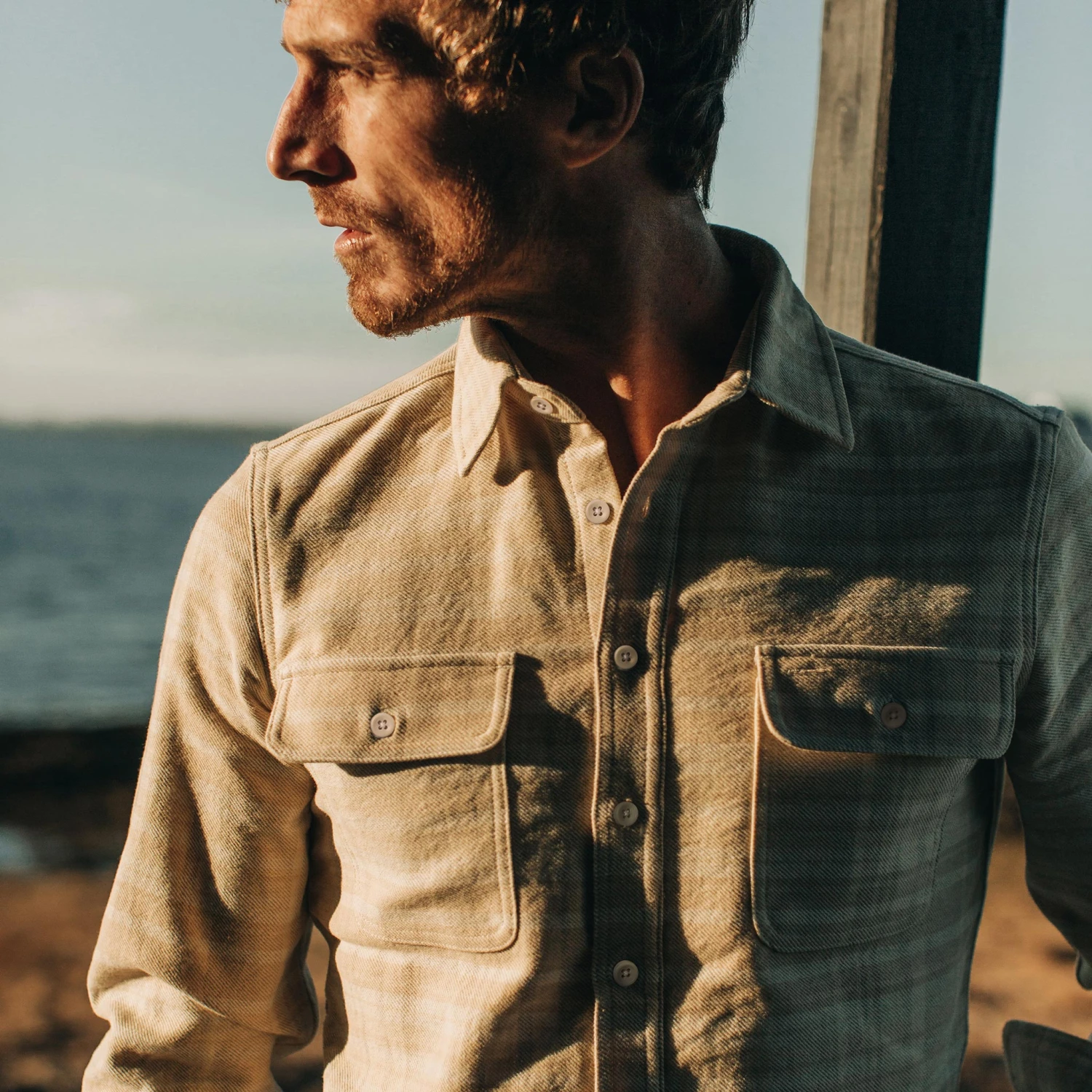 The Ledge Shirt In Sand Plaid - Image 2