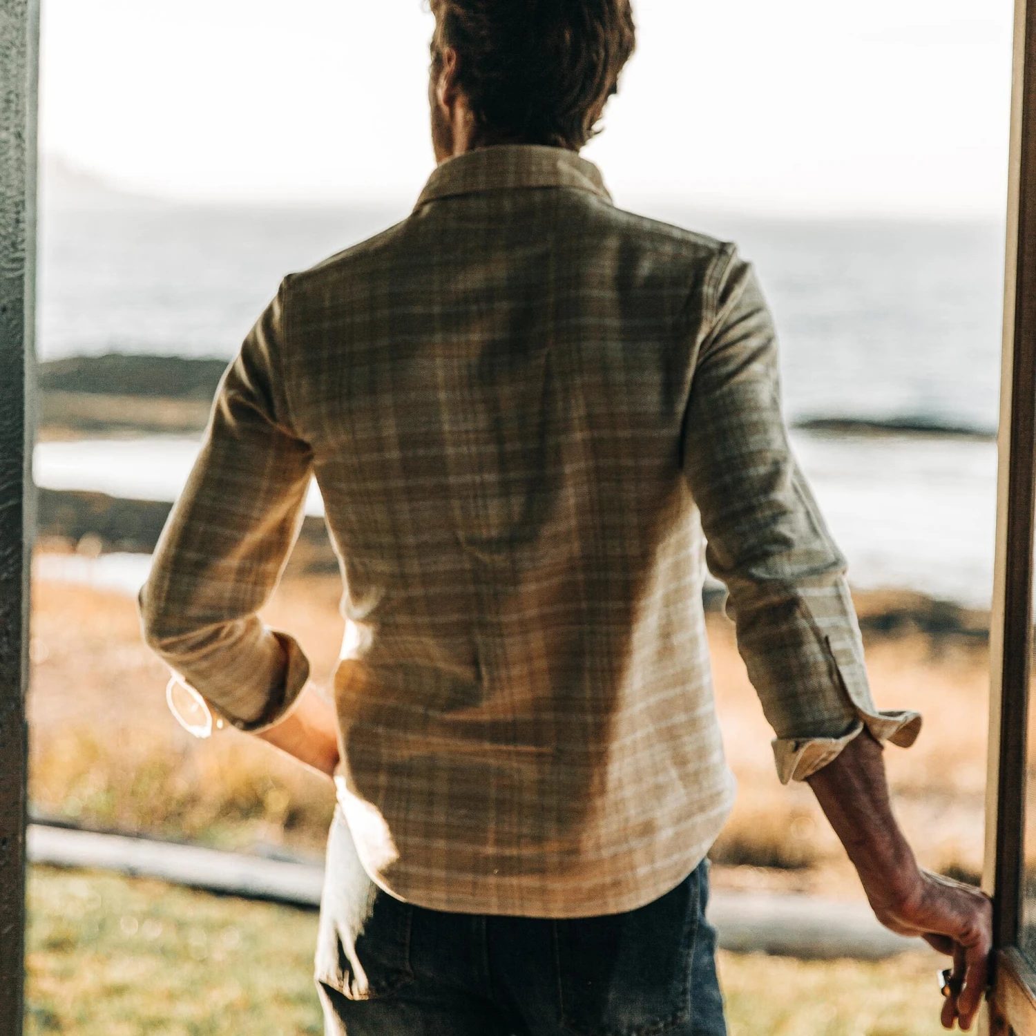 The Ledge Shirt In Sand Plaid - Image 3