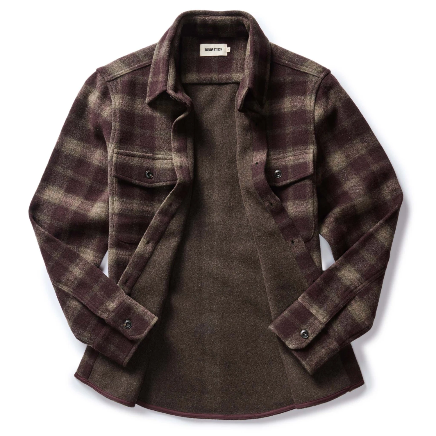 The Maritime Shirt Jacket In Burgundy Plaid - Image 5