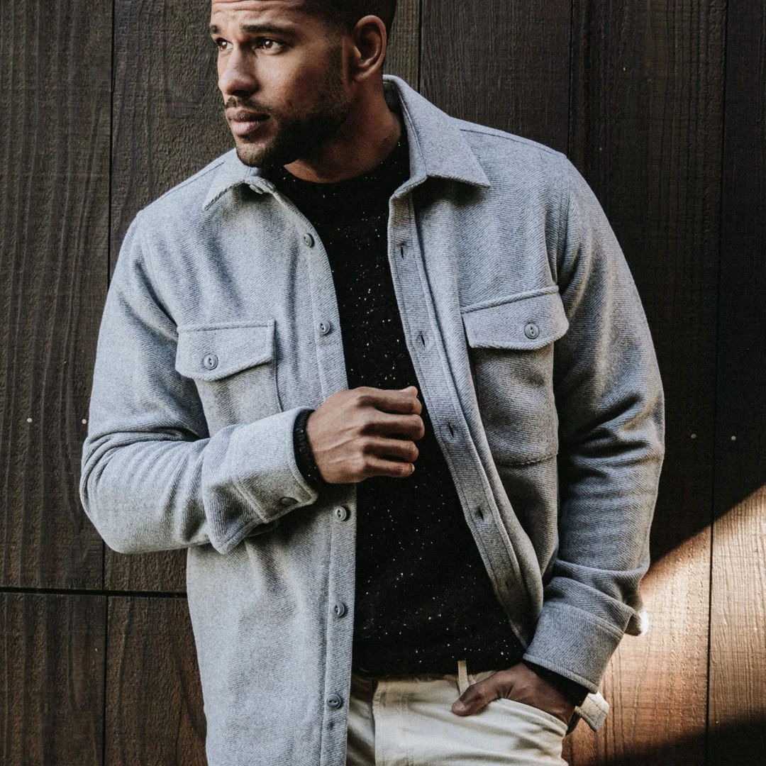 The Maritime Shirt Jacket In Heather Ash Wave - Image 4