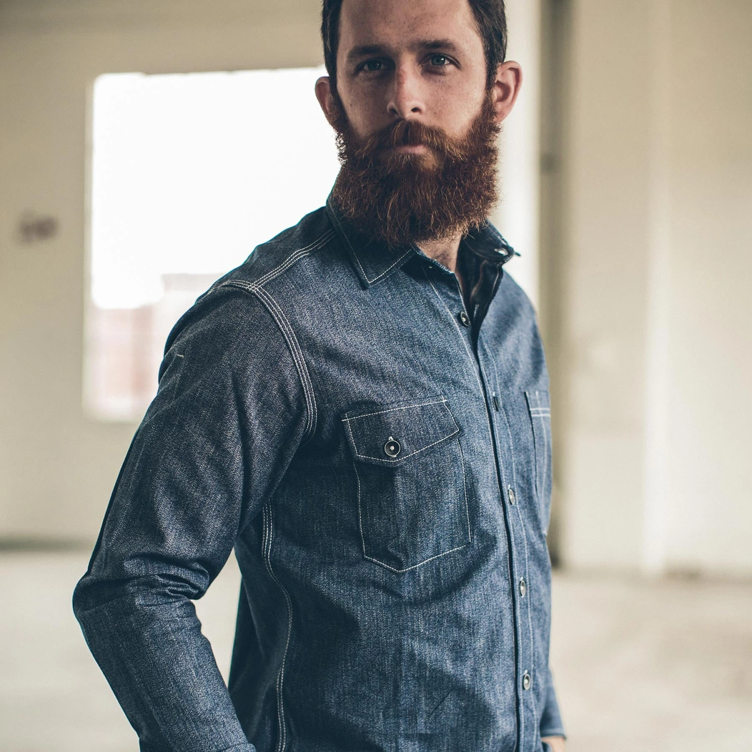 The Utility Shirt In Indigo Salt & Pepper Chambray - Image 2