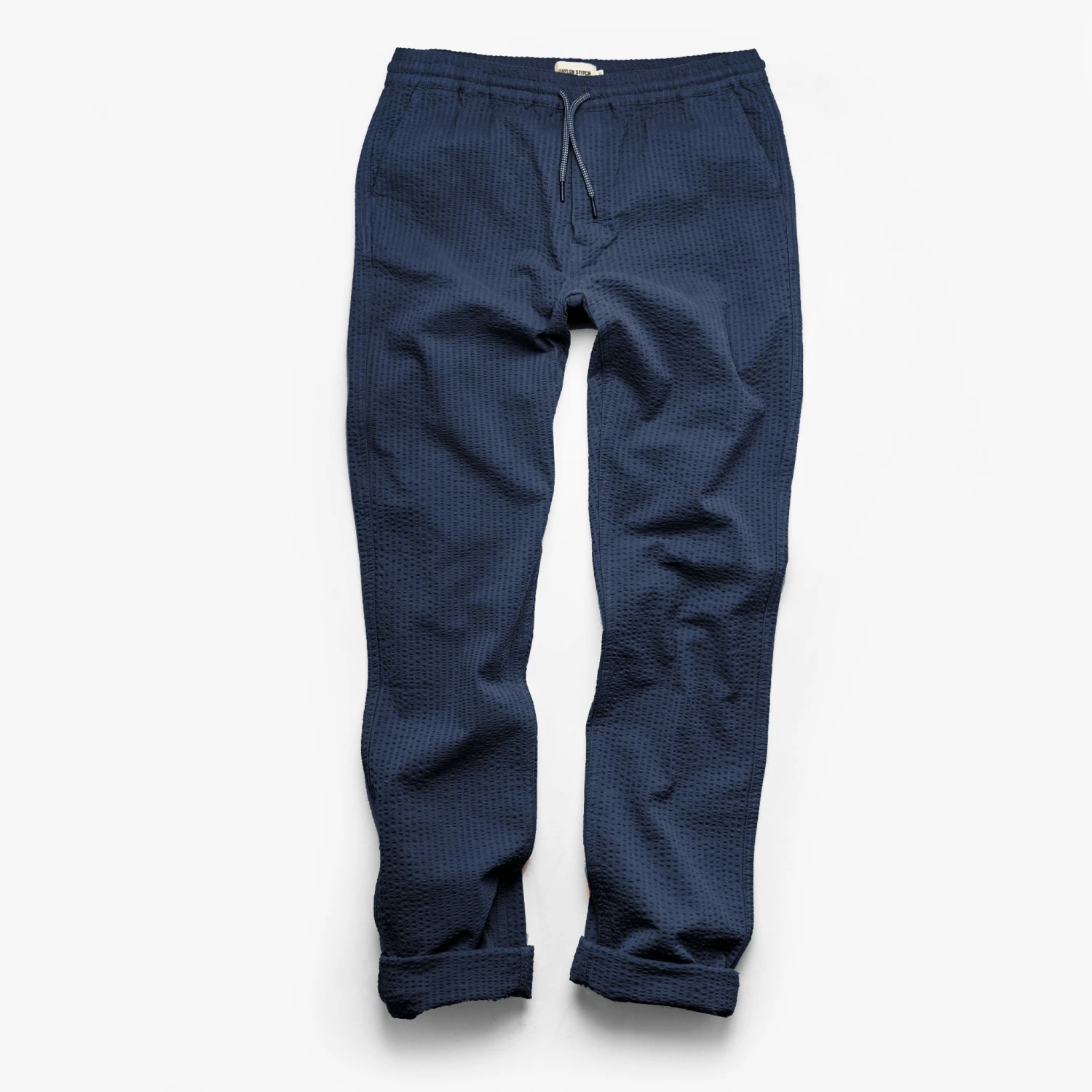 The Après Pant In Navy Seersucker - Image 9